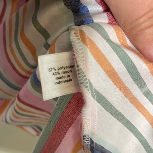 Lane Bryant‎ Faux Wrap Top Peplum Blouse V-Neck Elastic Cuff Stripe Rainbow 16 - Picture 8 of 11